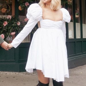 Khaite Tracy Mini Puff Sleeve Dress